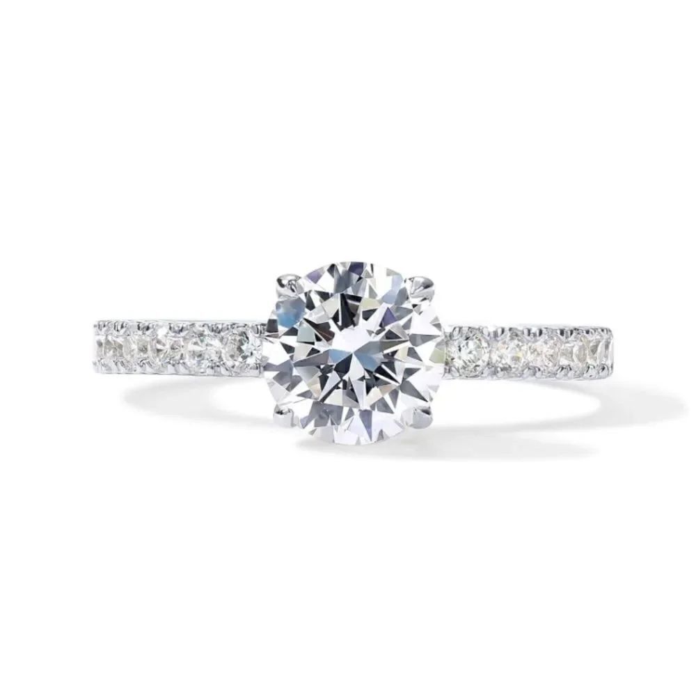 Silver Paved Round Engagement Ring - Picture 2 of 4